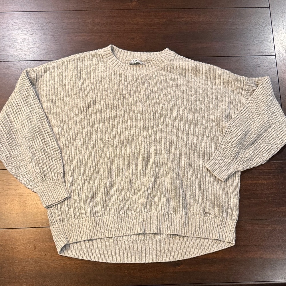Hollister Beige Ribbed Crew Neck Sweater